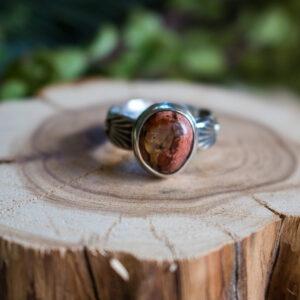 Stamped Sterling Fire Opal Ring
