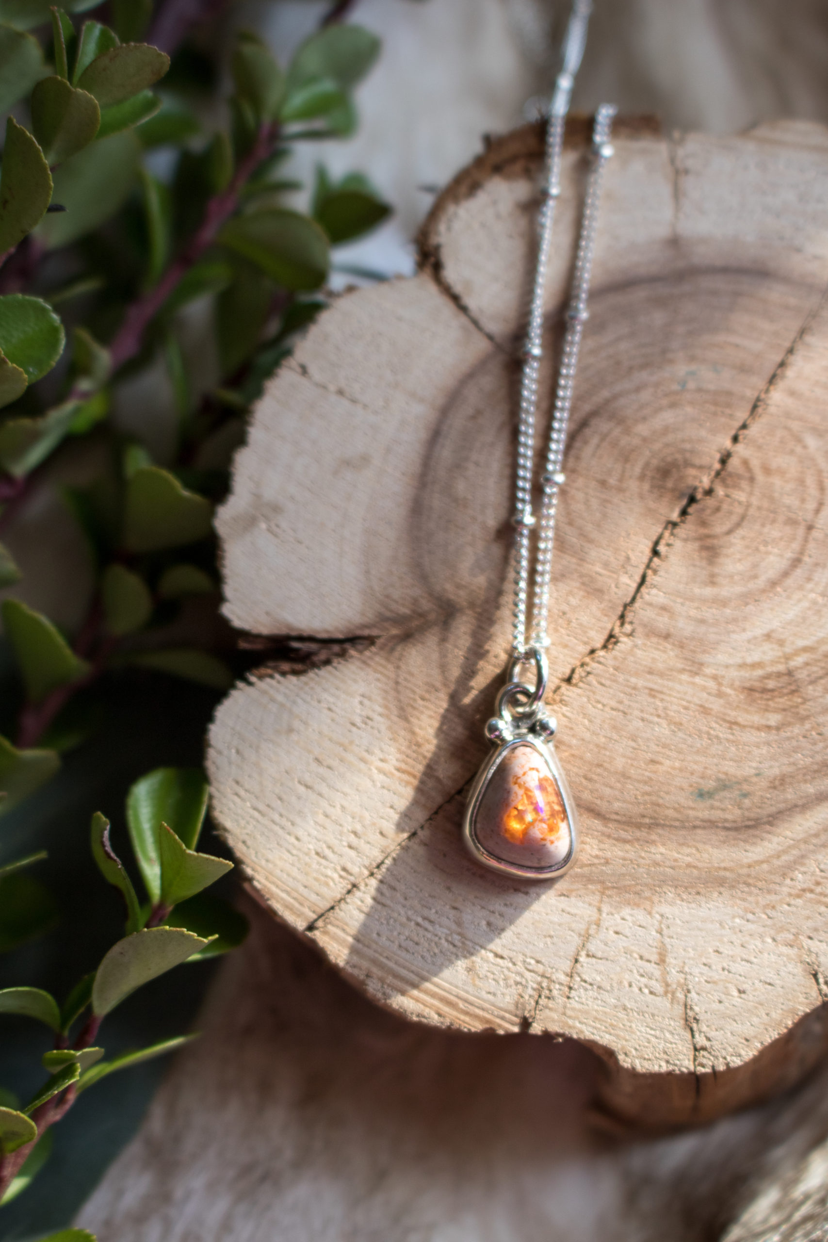 Sterling Fire Opal Pendant