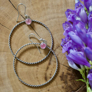 Pink Tourmaline Dolly Hoops