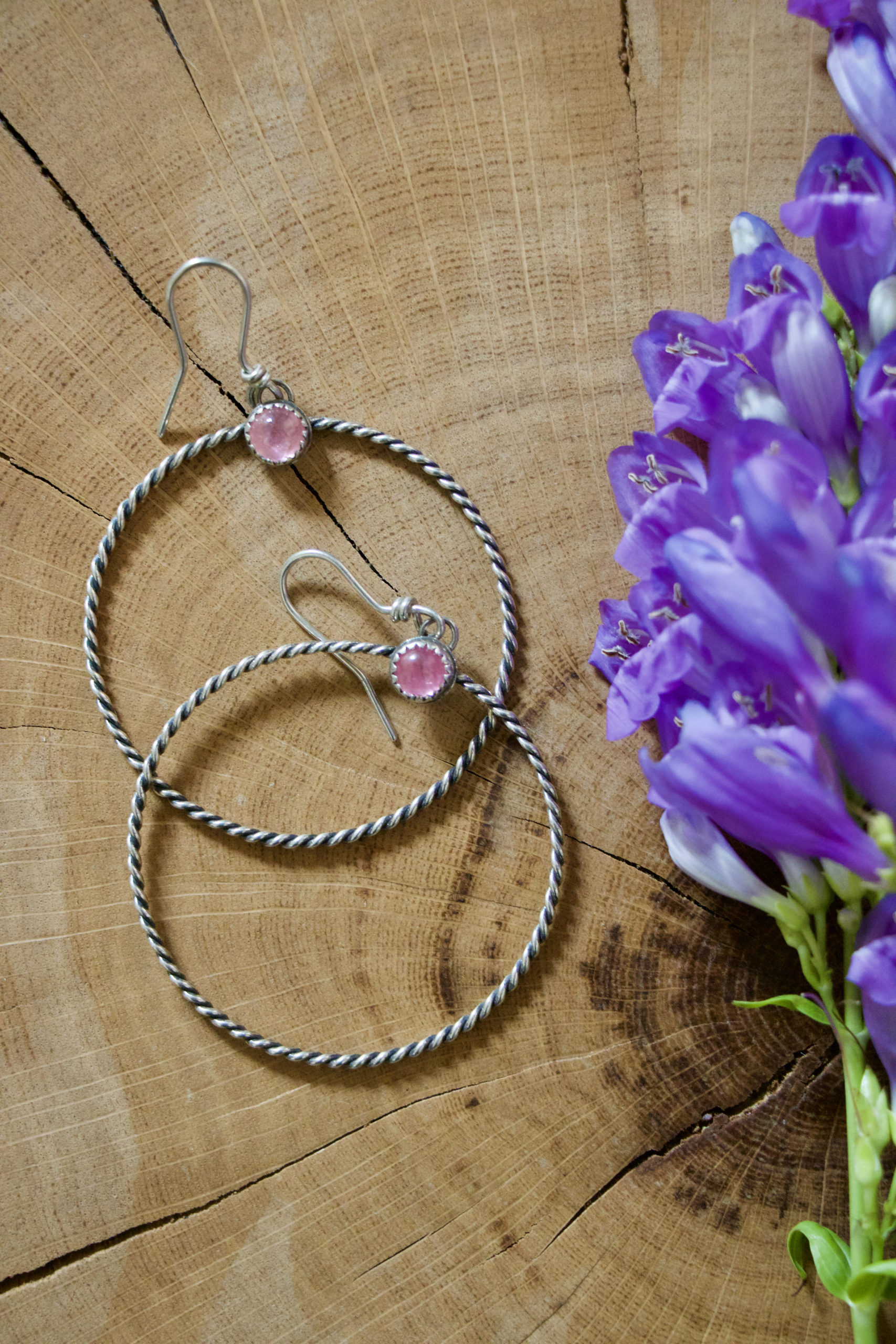 Pink Tourmaline Dolly Hoops