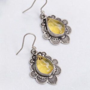 Stamped Amber Earrings