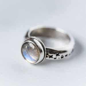 Labradorite Stamped Stacking Ring