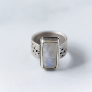 Wide Band Moonstone Ring