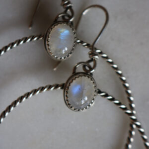Oval Moonstone Dolly Hoops