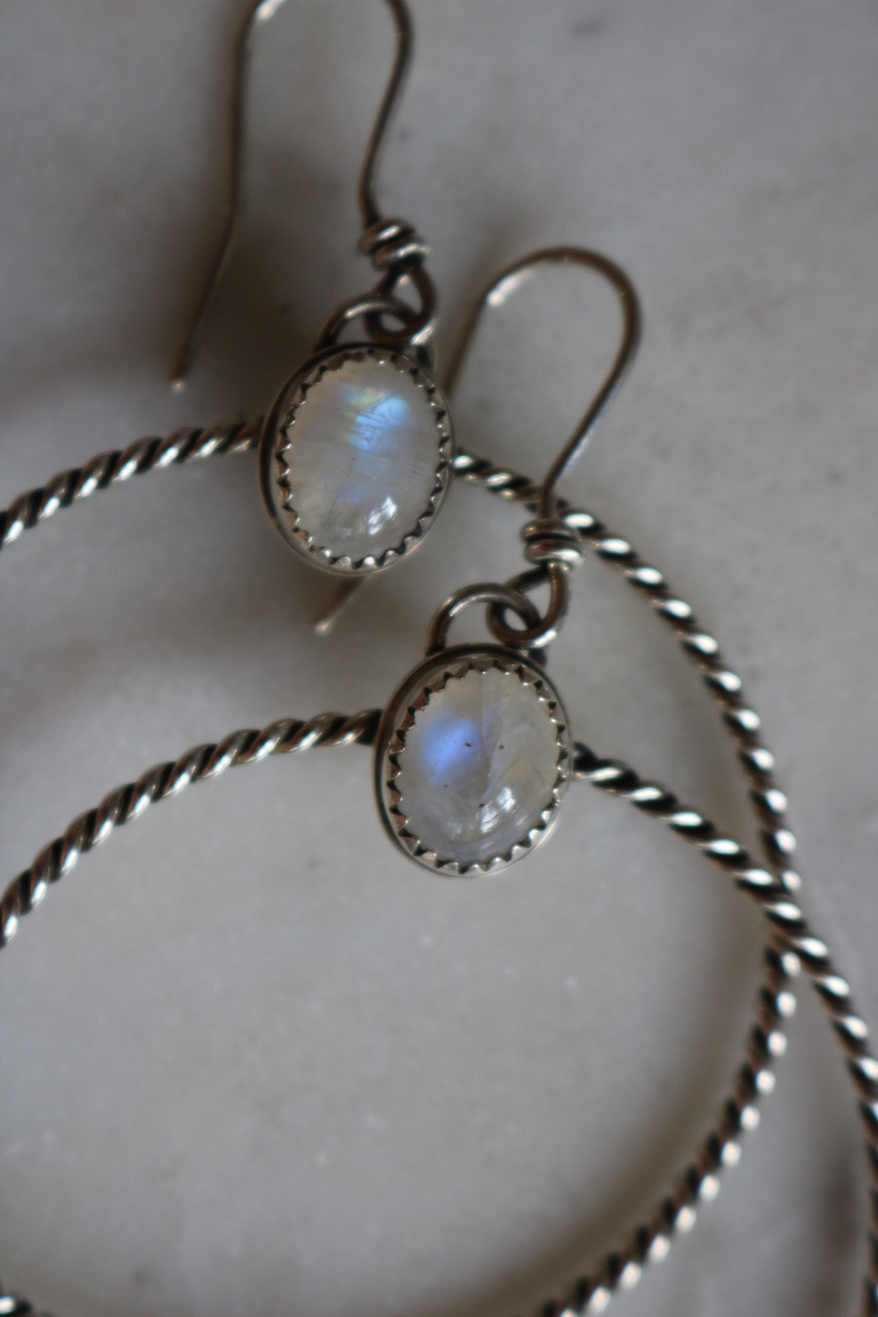 Oval Moonstone Dolly Hoops