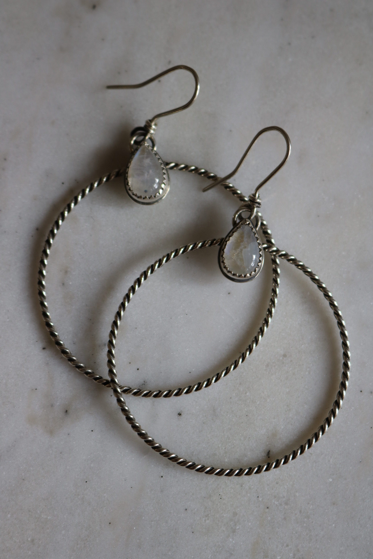 Teardrop Moonstone Dolly Hoops