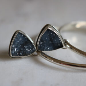 Navy Druzy Hoops