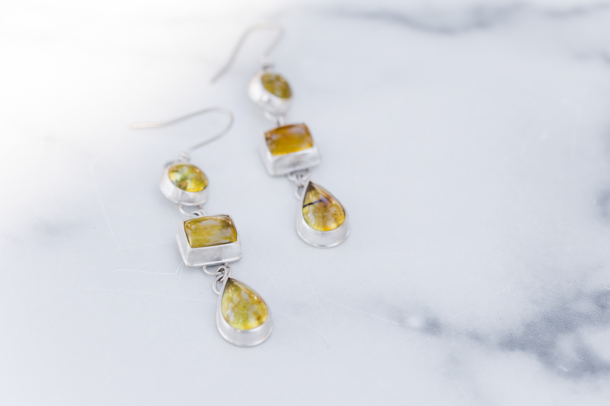 Three Stone Amber Earrings - Image 5