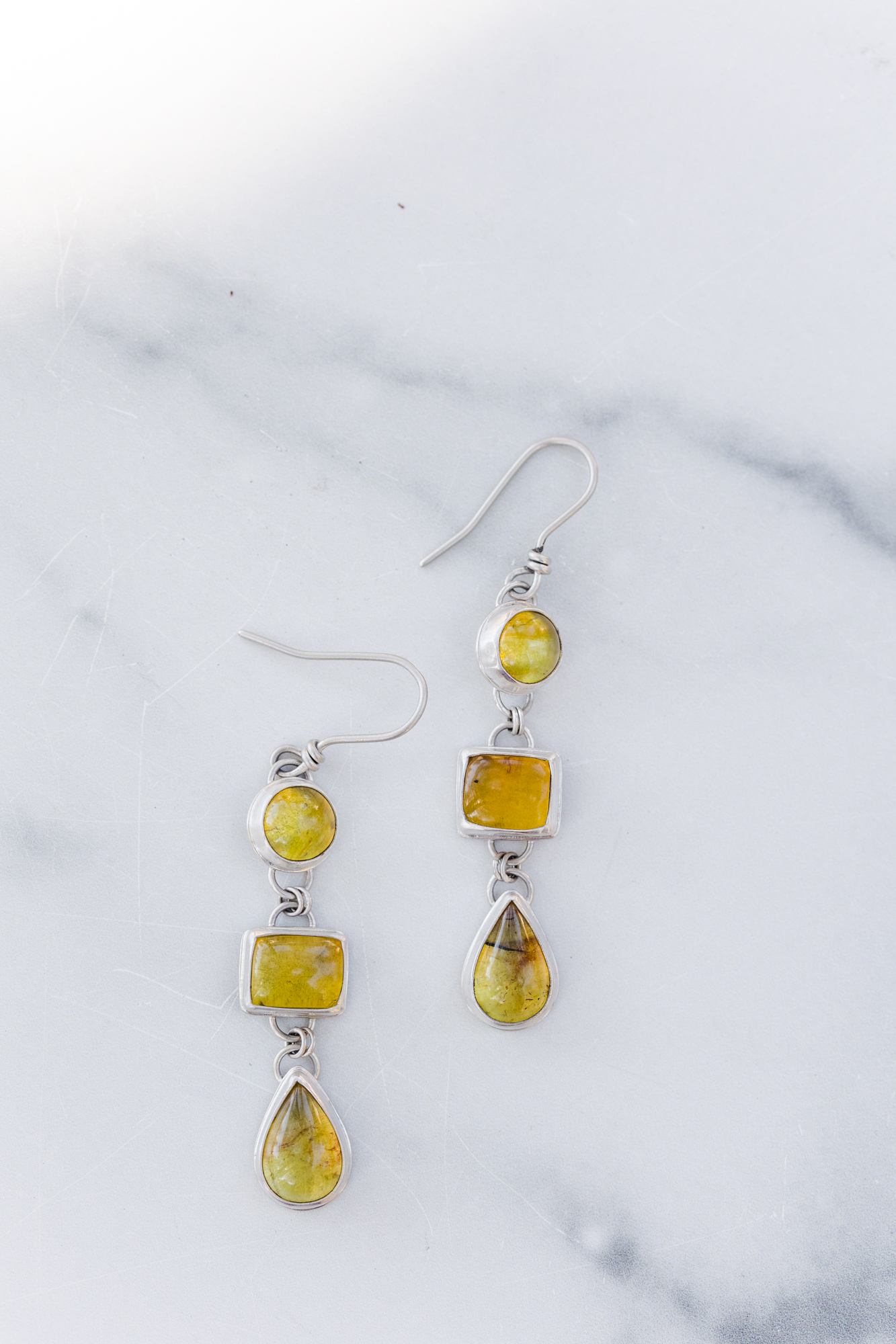 Three Stone Amber Earrings - Image 4