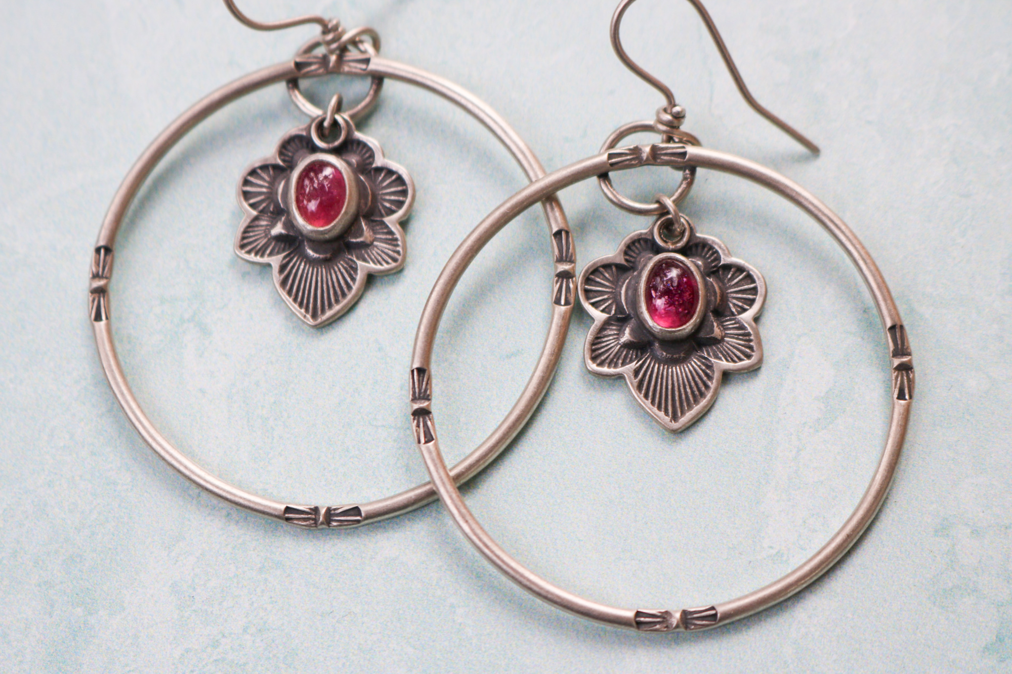 Sm. Pink Tourmaline Flora Hoops