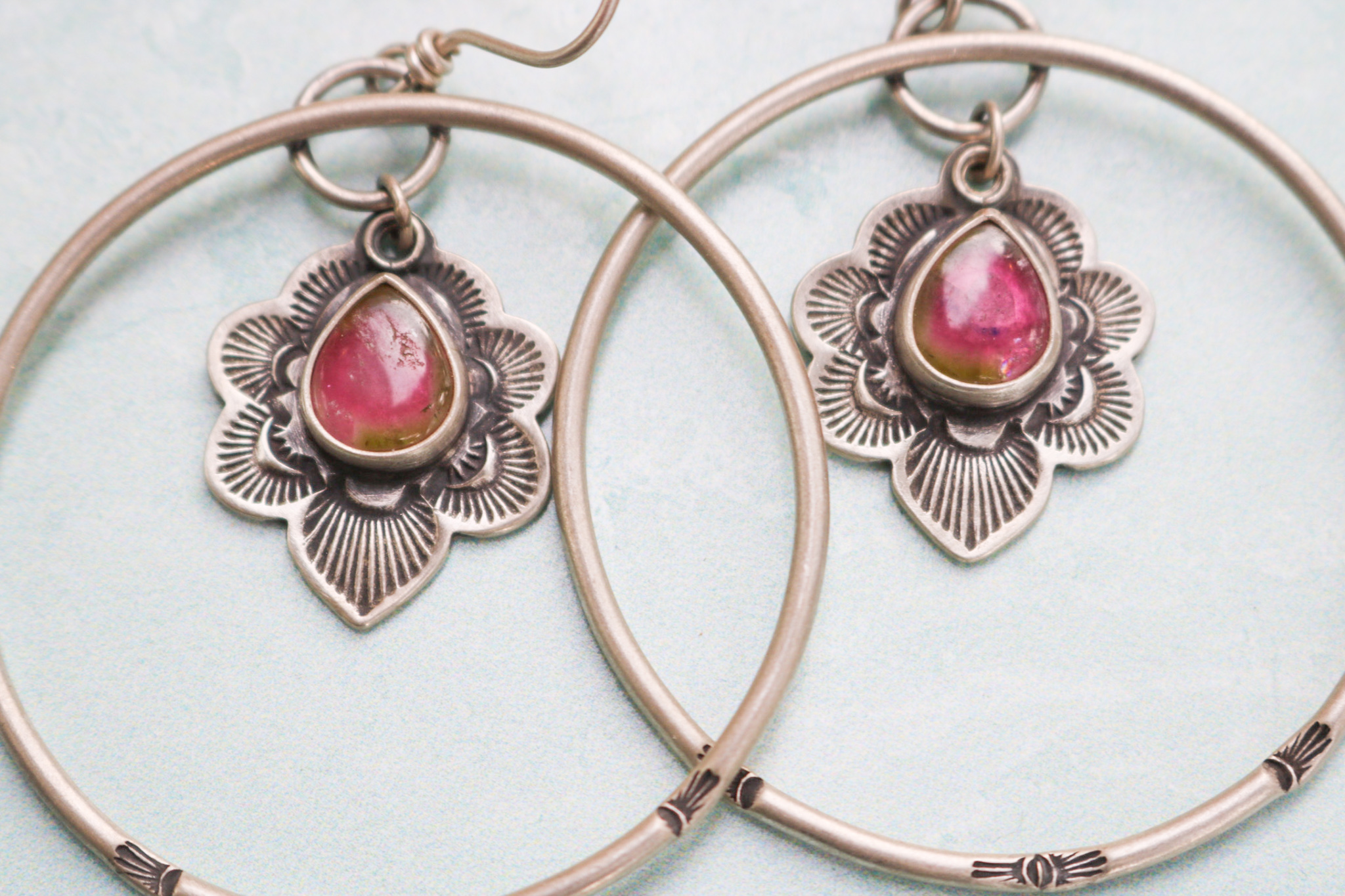Watermelon Tourmaline Flora Hoops