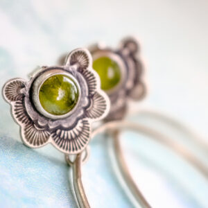 Peridot Half Round Hoops