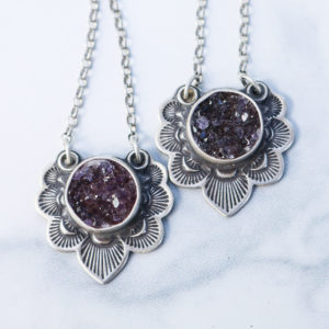 Round Druzy Pendant Earrings