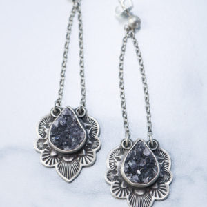 Teardrop Druzy Pendant Earrings