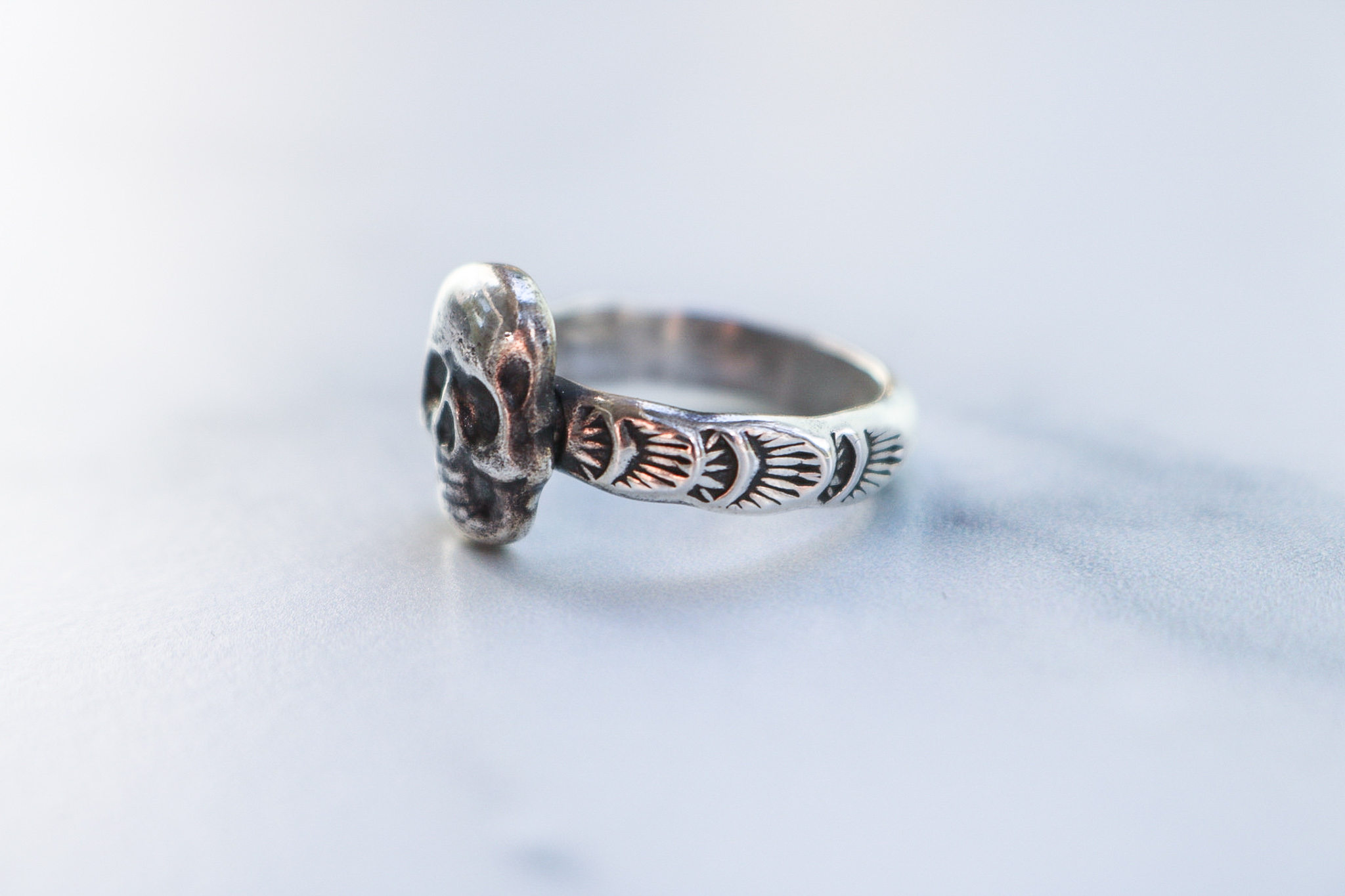 Sterling Stamped Skull Ring #1 - Image 3