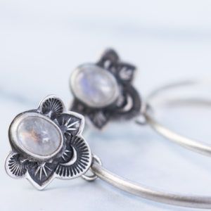 Moonstone Half Round Hoops