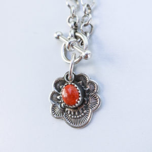 Coral Chunky Chain Flora Bracelet