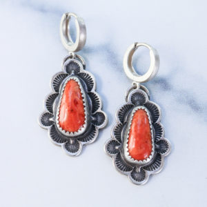 Coral Flora Huggie Hoops