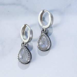 Moonstone Huggie Hoops