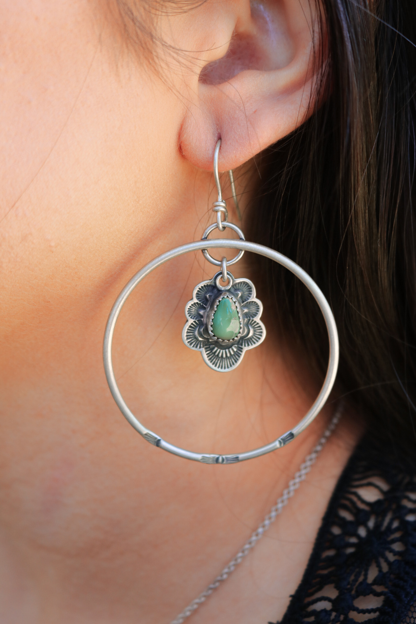 Turquoise Flora Hoops - Image 2