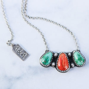 Coral and Turquoise Hannah Pendant