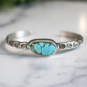 5.75" Stamped Turquoise Sterling Cuff