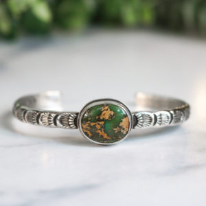 5.75" Stamped Turquoise Sterling Cuff