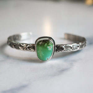 5.5" Stamped Turquoise Sterling Cuff