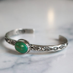 5.5" Stamped Turquoise Sterling Cuff
