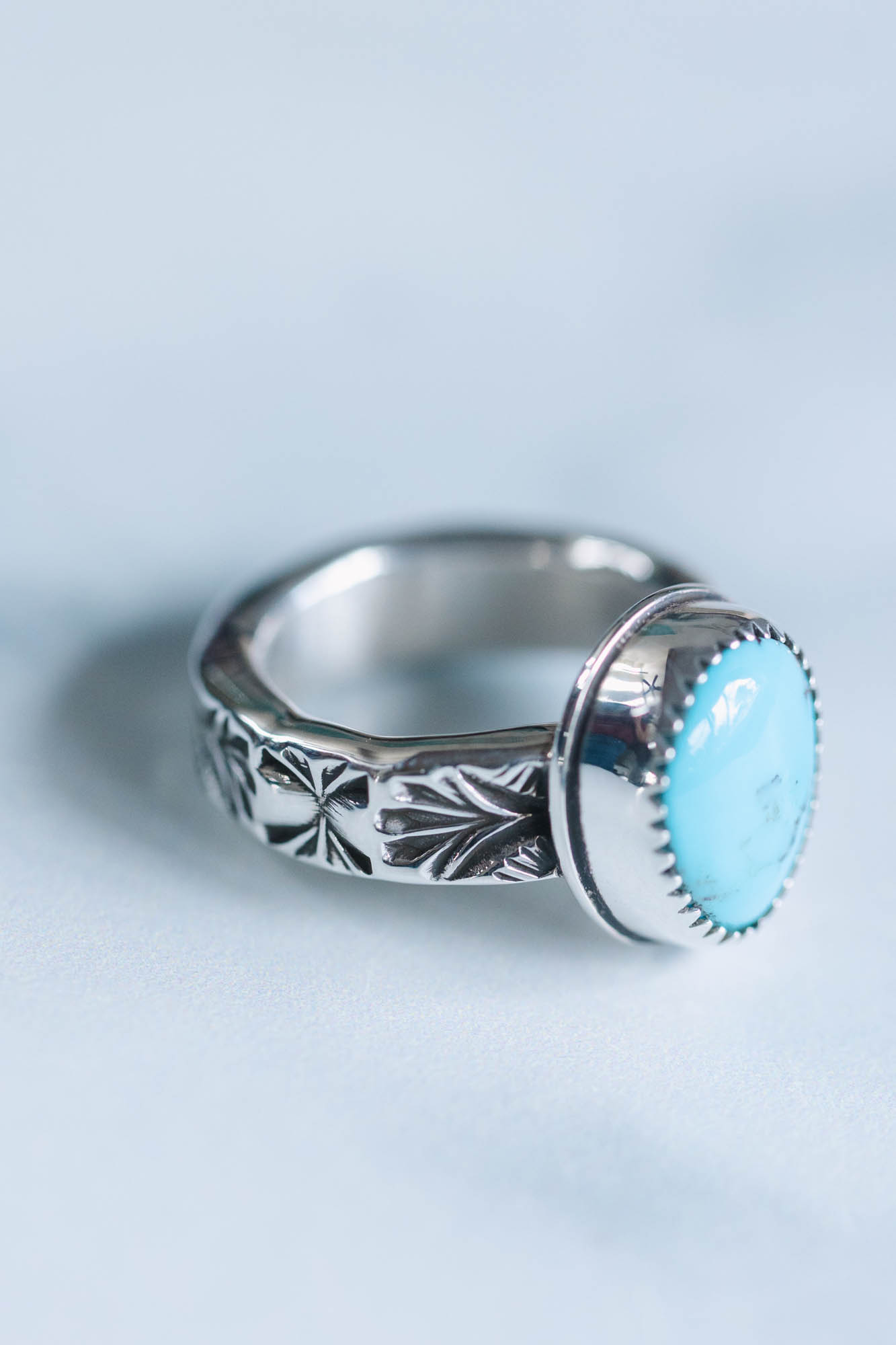 Prince Turquoise Stamped Ring sz. 6 - Image 2