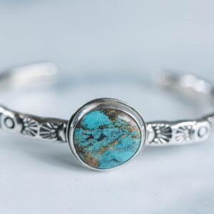 Stamped Sterling Cuff with Alacron Turquoise