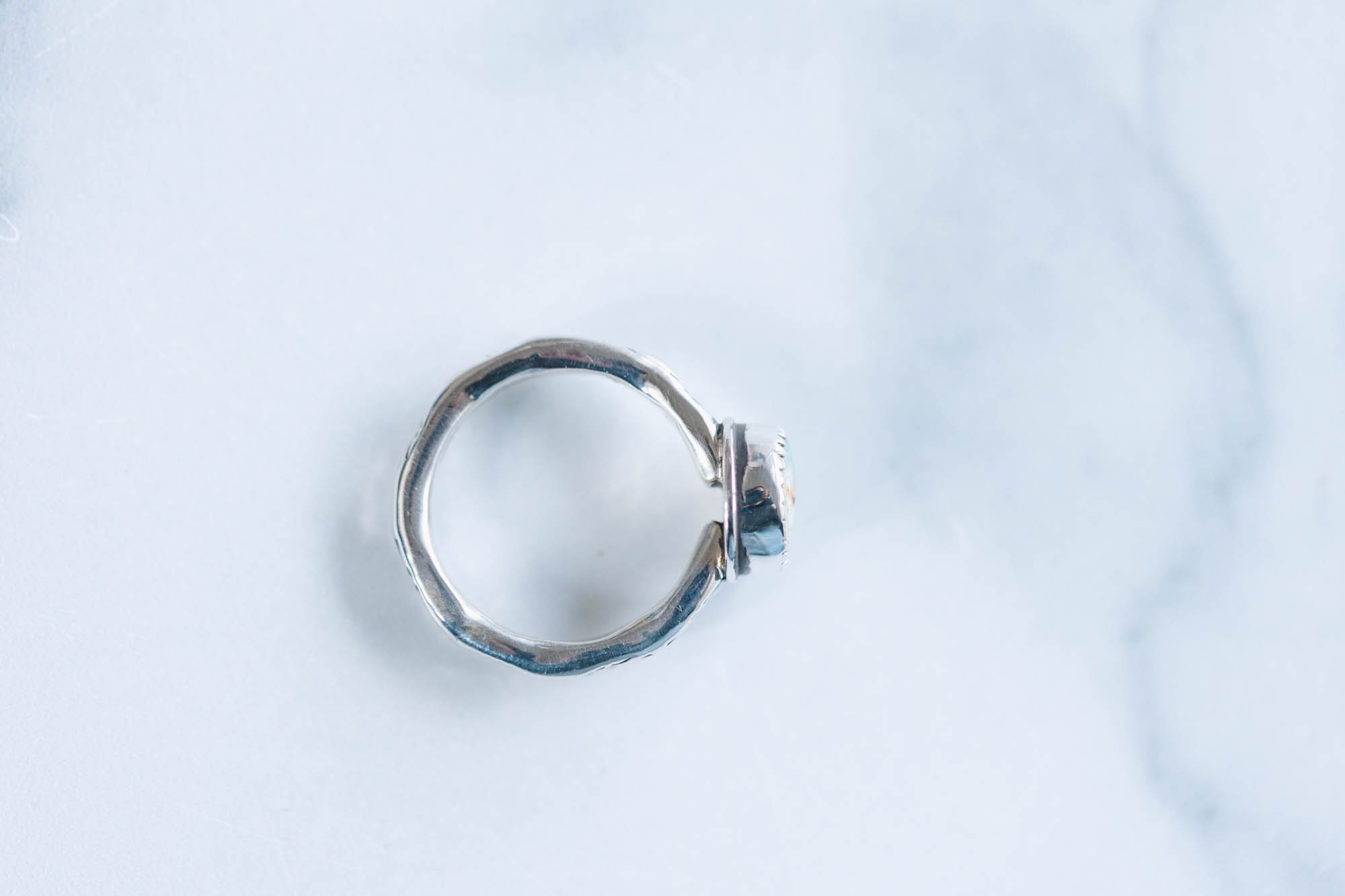 Evans Turquoise Stamped Sterling Ring Sz. 8.75 - Image 3