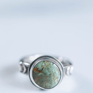 Evans Turquoise Stamped Sterling Ring sz. 5.5