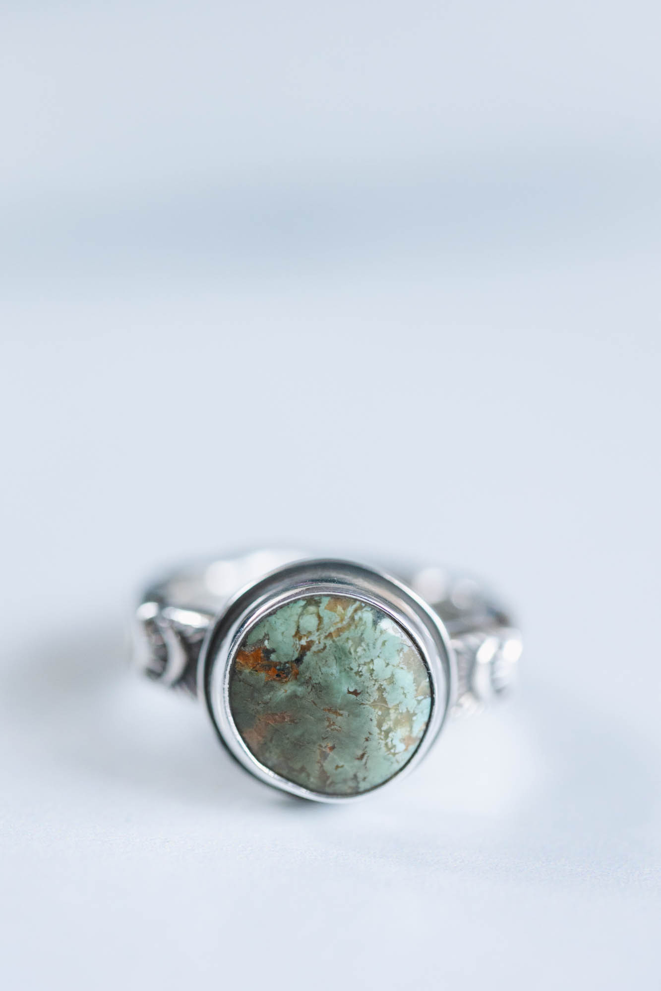 Evans Turquoise Stamped Sterling Ring sz. 5.5