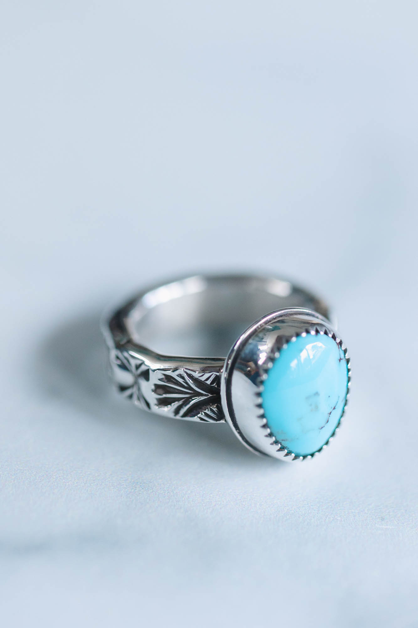 Prince Turquoise Stamped Ring sz. 6