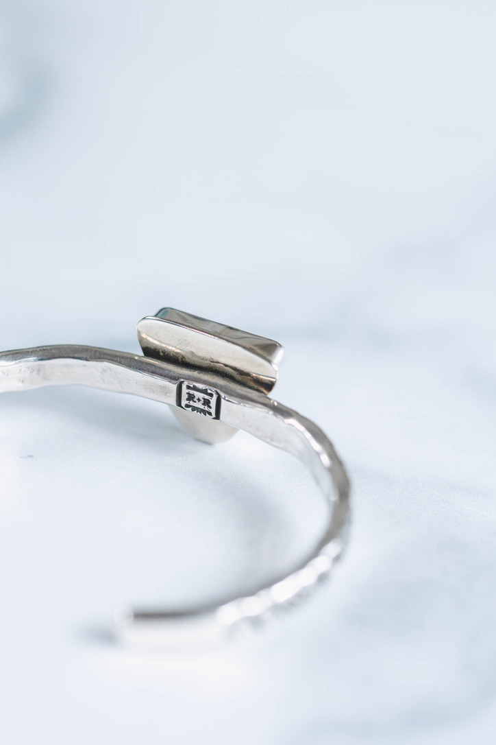 Stamped Sterling Cuff with Royston Turquoise - Image 4