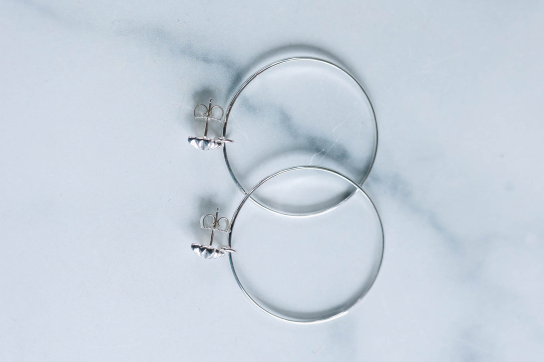 Diamond Half Round Hoops - Image 3