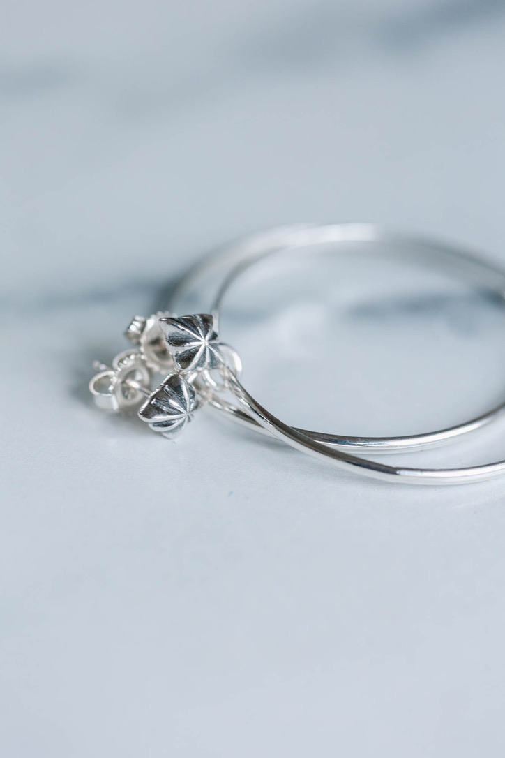 Diamond Half Round Hoops