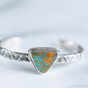 Stamped Sterling Cuff with Royston Turquoise