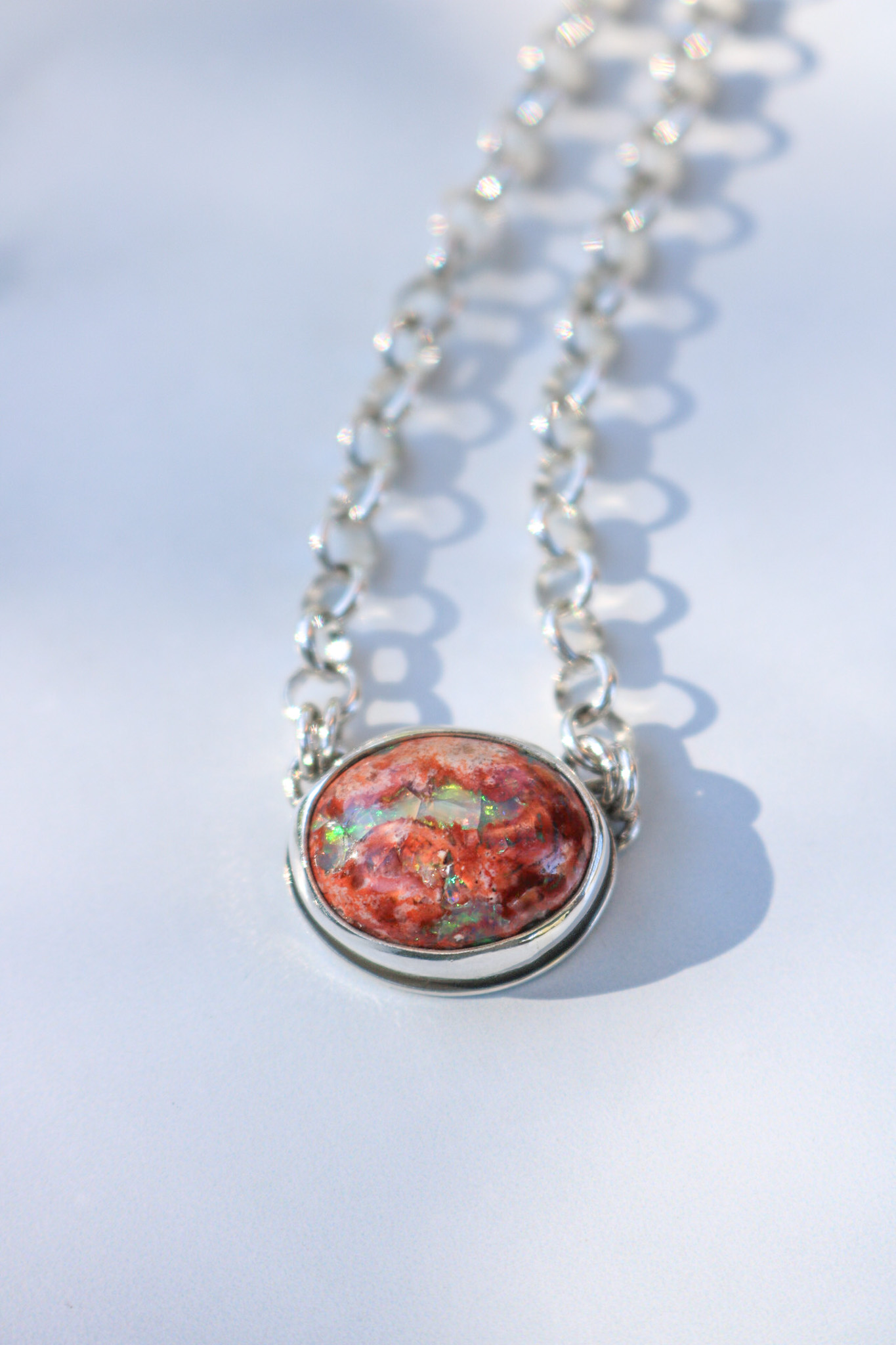 Fire Opal Chunky Chain Choker