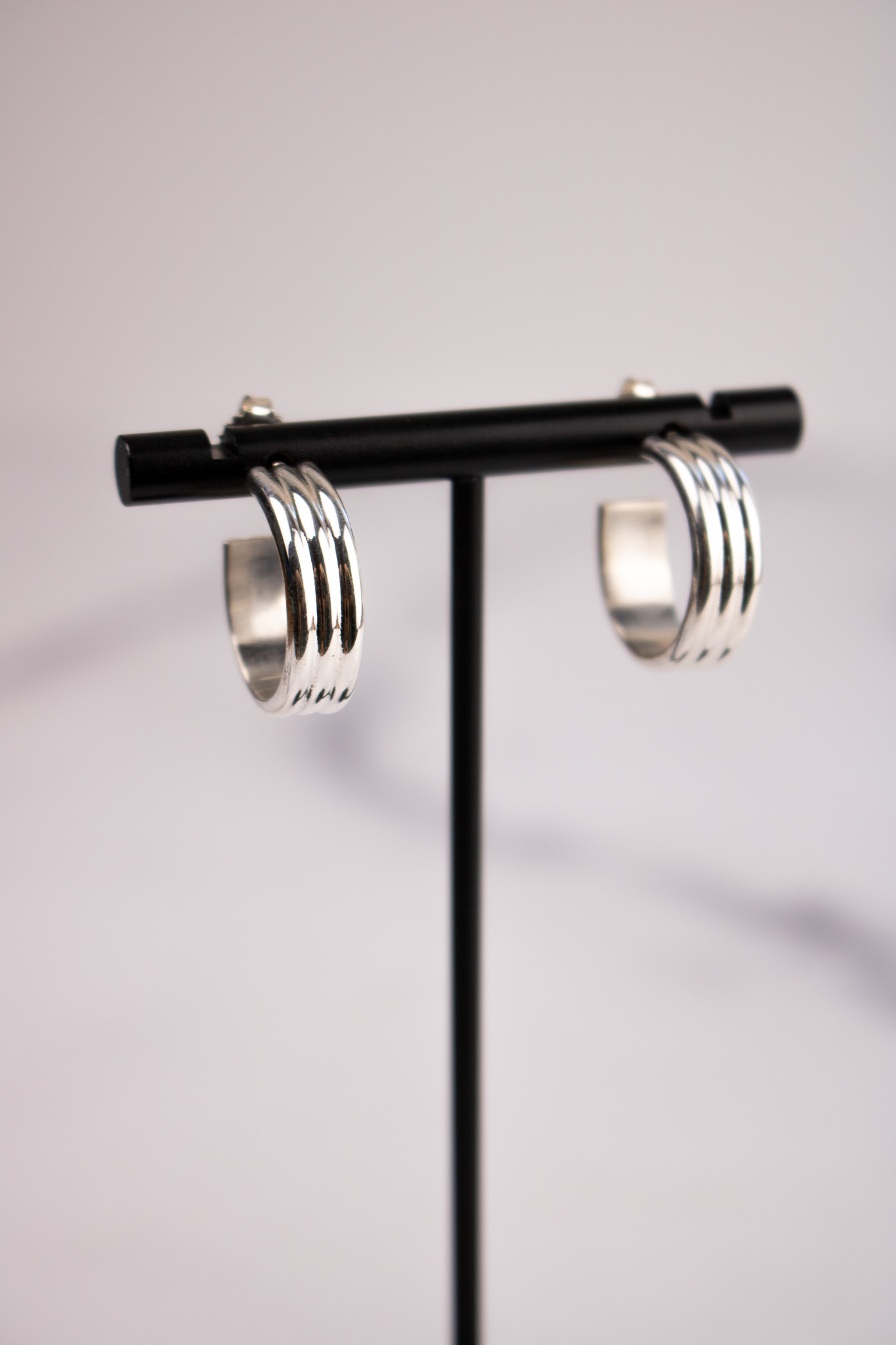 Banded Sterling Hoops
