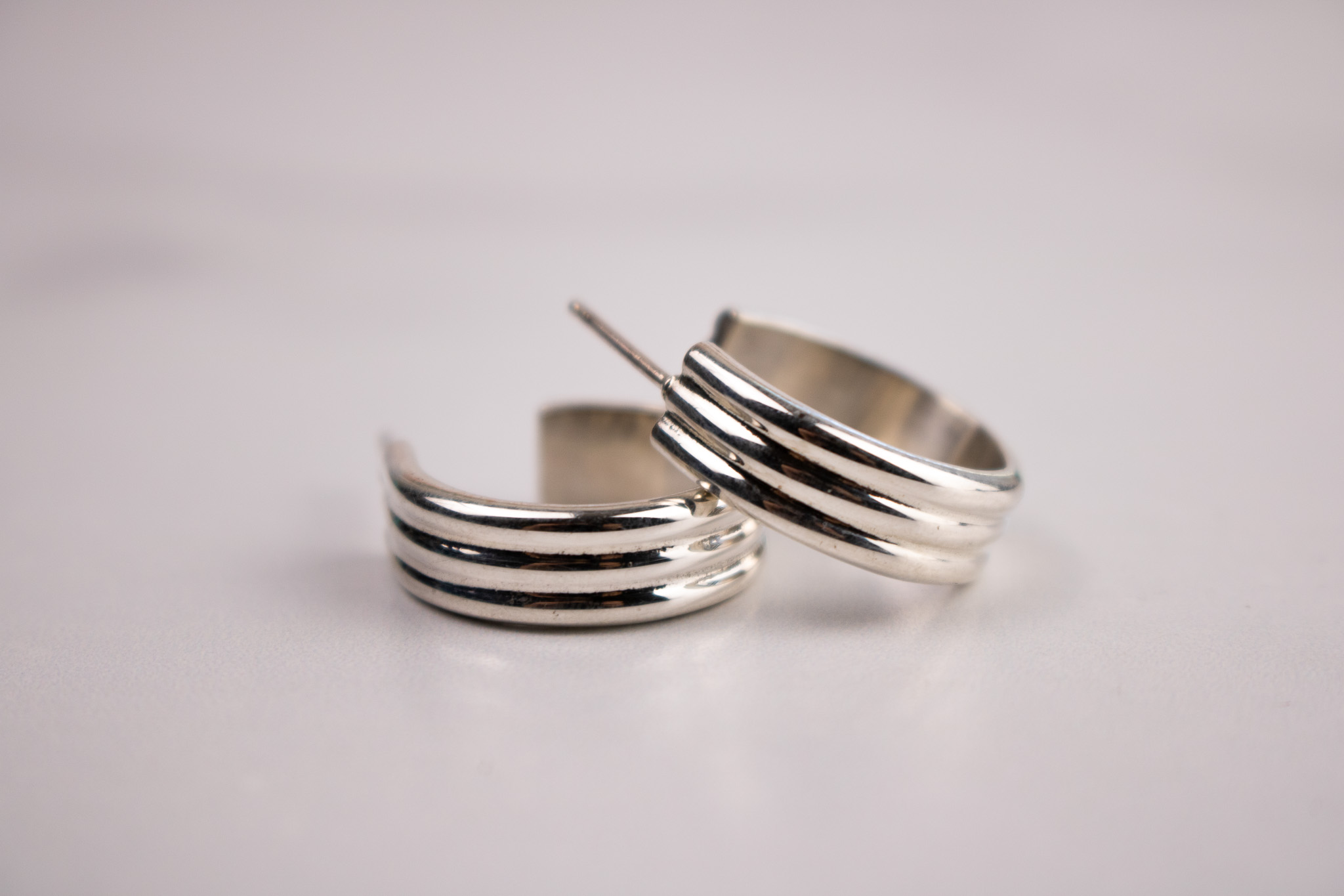 Banded Sterling Hoops - Image 2