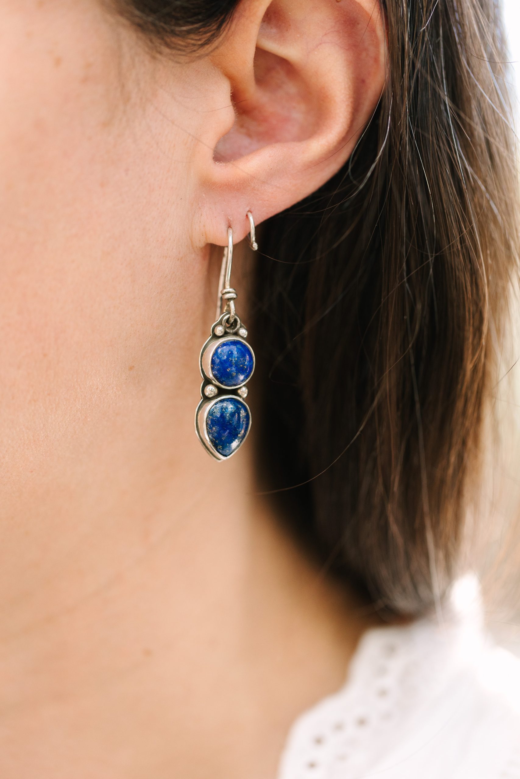 Stacked Lapis Earrings - Image 2