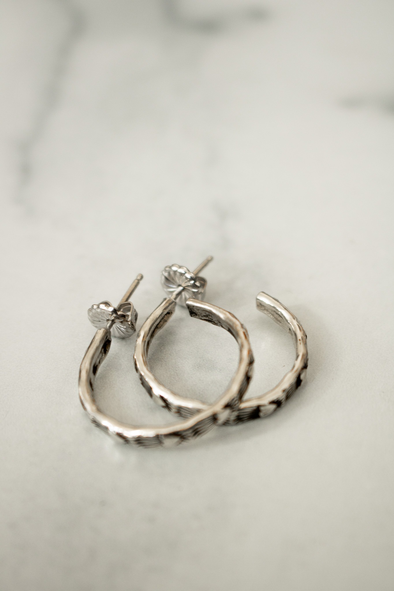 Sm. Stamped Heartburst Hoops - Image 3